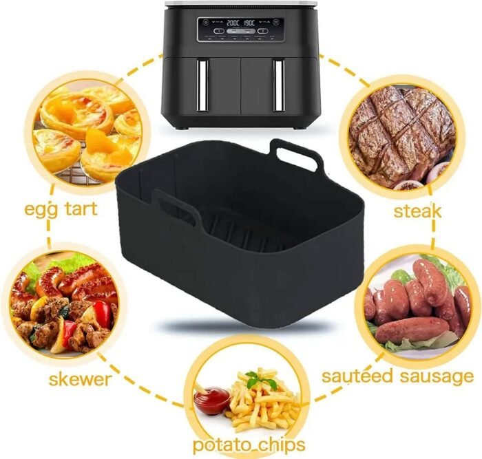 PALVIHOME 2 Pack Air Fryer Liners Silicone Pot for Air Fryer, Reusable Silicone Air Fryer Liner Replacement for Parchment Paper for Ninja Air Fry