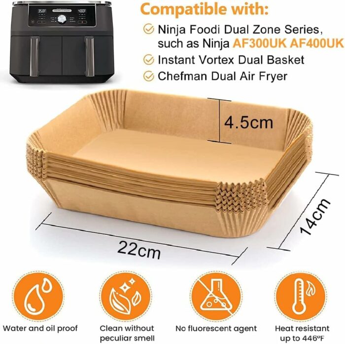 Air Fryer Liners for Ninja, 8.7in Disposable Air Fryer Parchment Paper Liners, Air Fryer Accessories for Ninja AF300UK AF400UK, Foodi, Salter, To