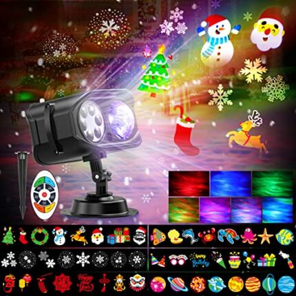 AGPTEK Christmas Projector Lights, 2-in-1 Decoration LED Projection Light Halloween with Snow flake's Patterns, IP65 Waterproof Outdoor Projector