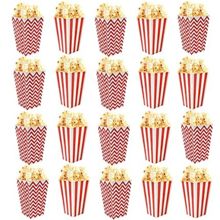Popcorn Boxes, 20Pcs Popcorn Bags Reusable Popcorn Bucket Popcorn Favor Boxes for Movie,Parties, Sweets, Kids, Gifts, Birthday, Wedding