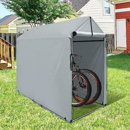 Raysfung Outdoor Storage Shed 6 x 3Ft Heavy Duty Portable Storage Shelter with Roll-up Zipper Door for Bike, Mower, Garden Storage