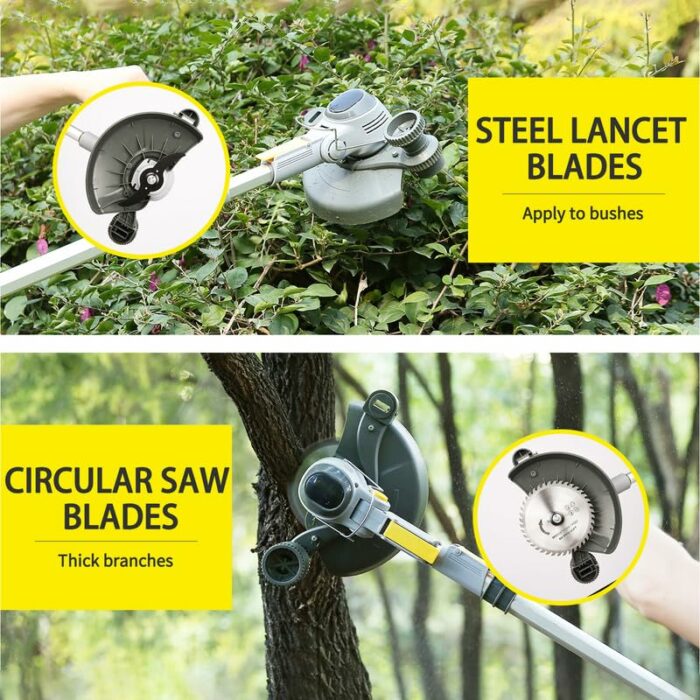 Cordless Grass Strimmer/Edger, 2 x 2.0Ah Battery and Fast Charger, 90° Head pivots, with Auxiliary wheels, 5x Nylon Blades, 2x Metal Blades, 2 x