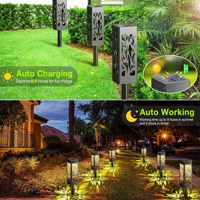 WdtPro Solar Lights Outdoor Garden, 6 Pack Garden Lights Solar Powered Waterproof with Warm White LED Lights, Solar Garden Ornaments Outdoor for