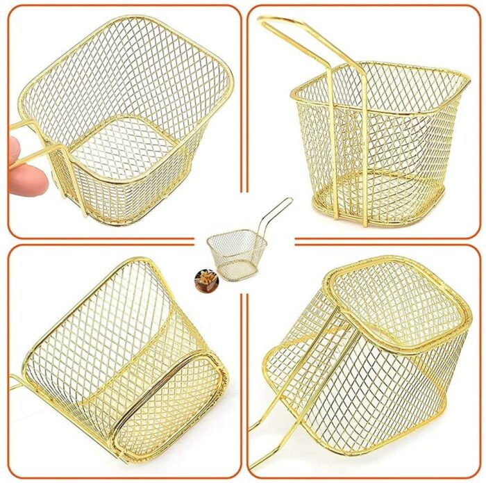 Chip Baskets Set of 2,Square Frying Basket Stainless Steel Mini Serving Basket Strainer