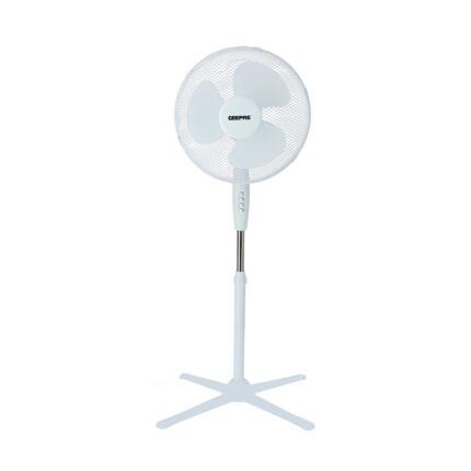 16 Ocillating Pedestal Air Cooling Electric Fan, 3-Speed, Extendable Adjustable Stand, White