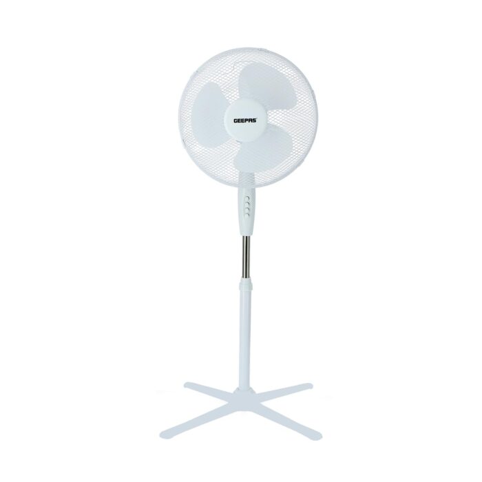 16 Ocillating Pedestal Air Cooling Electric Fan, 3-Speed, Extendable Adjustable Stand, White