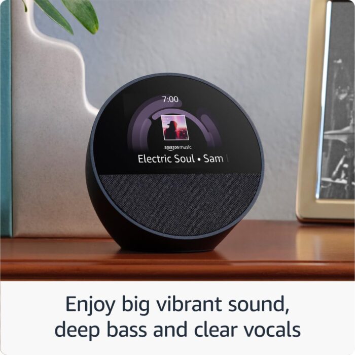 Echo Spot Smart alarm clock with vibrant sound + Alexa, Black