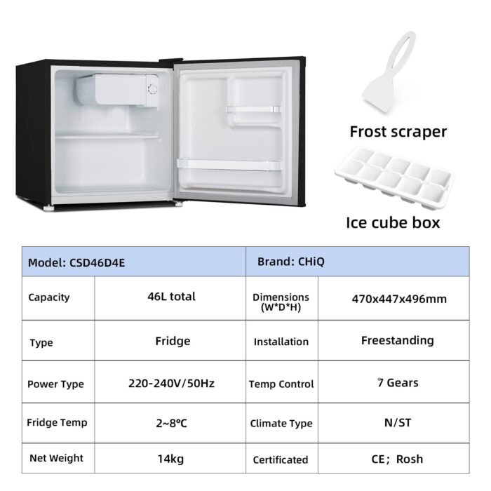 CHiQ Mini Fridge 46L E Energy Rating Table Top Fridge
