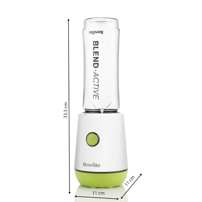 Breville Blend Active Personal Blender & Smoothie Maker 350W | 2 Portable Blend Active Bottles (600ml) Leak Proof Lids | White & Green [VBL246]