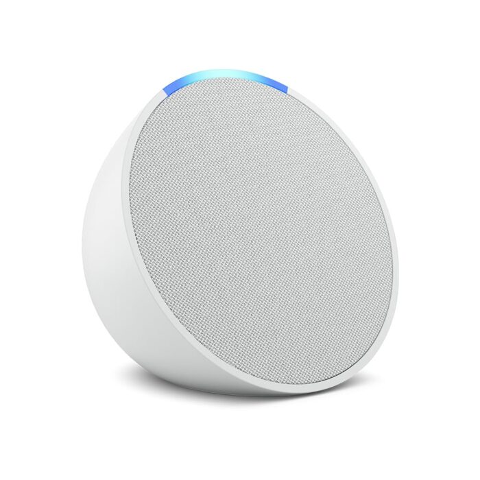 Echo Pop (Newest gen) Full sound compact Wi-Fi and Bluetooth smart speaker with Alexa Glacier White