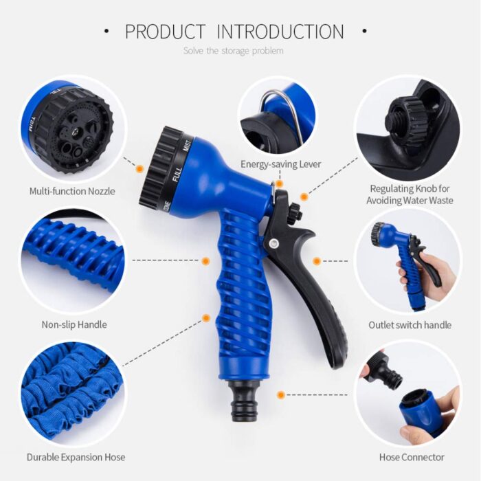 BABADU 100FT Expandable Garden Hose Pipe,Flexible Expanding Magic Hose with 3/4", 1/2" Fittings,Garden Hose with 7 Function Spray Nozzle