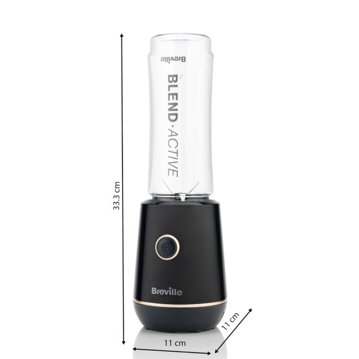 Breville Blend Active Personal Blender & Smoothie Maker | 350W | 1 Portable Blend Active Bottle (600ml) | Leak Proof Lid | Black & Gold [VBL251]