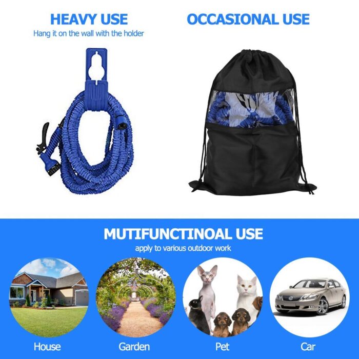 BABADU 100FT Expandable Garden Hose Pipe,Flexible Expanding Magic Hose with 3/4", 1/2" Fittings,Garden Hose with 7 Function Spray Nozzle