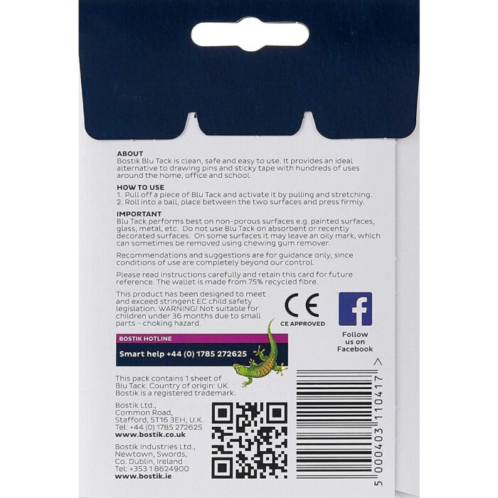 Blu Tack Multipurpose Reusable Adhesive Clean Safe