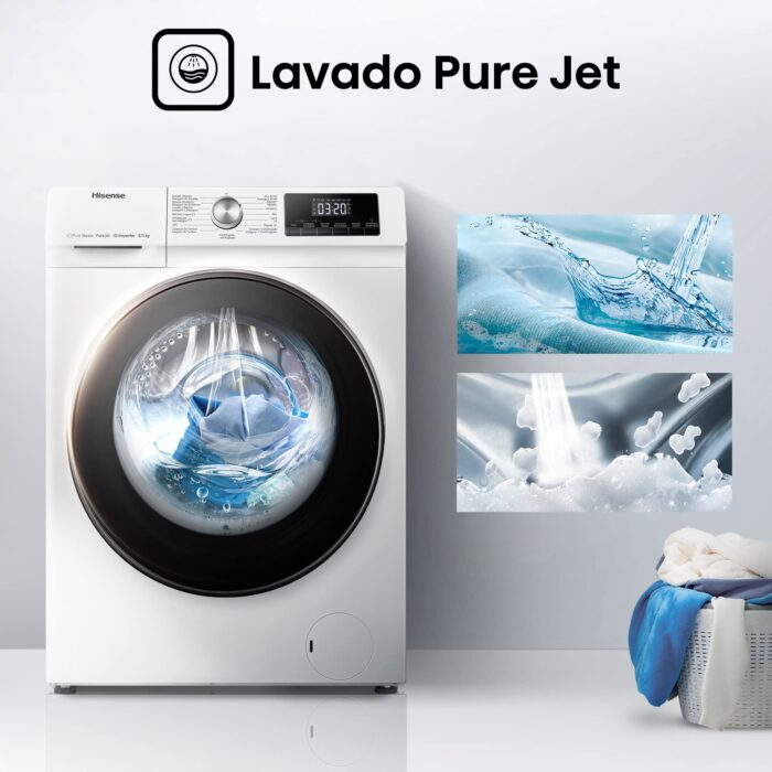 Hisense 8 KG Front Load Washer Dryer WDQA8014EVJM 60cm Freestanding - 1400 RPM - Pure Steam - PureJet - Pause and Add - Inverter Motor - White