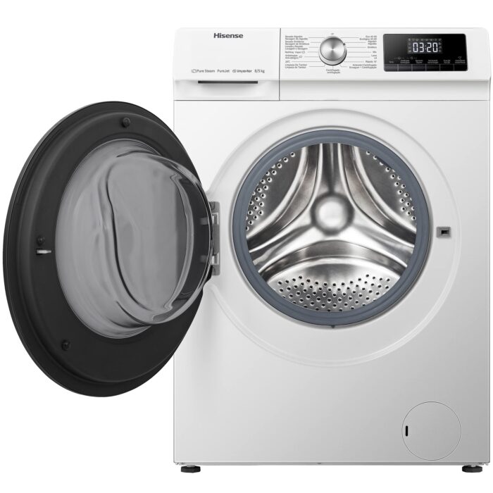 Hisense 8 KG Front Load Washer Dryer WDQA8014EVJM 60cm Freestanding - 1400 RPM - Pure Steam - PureJet - Pause and Add - Inverter Motor - White