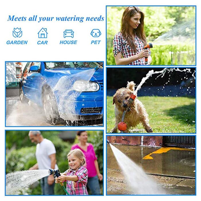 BABADU 100FT Expandable Garden Hose Pipe,Flexible Expanding Magic Hose with 3/4", 1/2" Fittings,Garden Hose with 7 Function Spray Nozzle