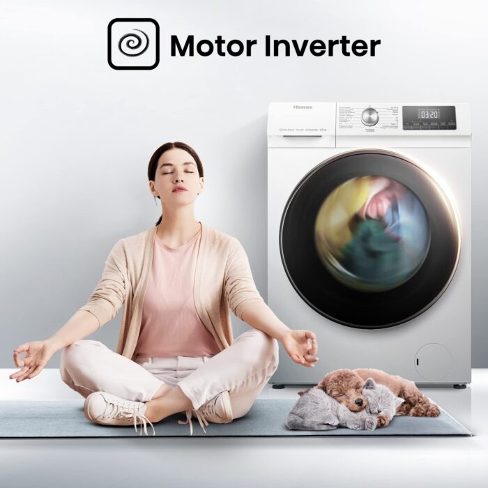 Hisense 8 KG Front Load Washer Dryer WDQA8014EVJM 60cm Freestanding - 1400 RPM - Pure Steam - PureJet - Pause and Add - Inverter Motor - White