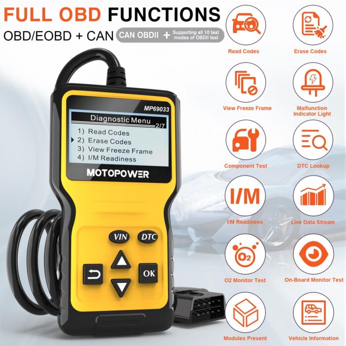 Motopower MP69033 OBD2 Scanner Universal Car Engine Fault Code Reader