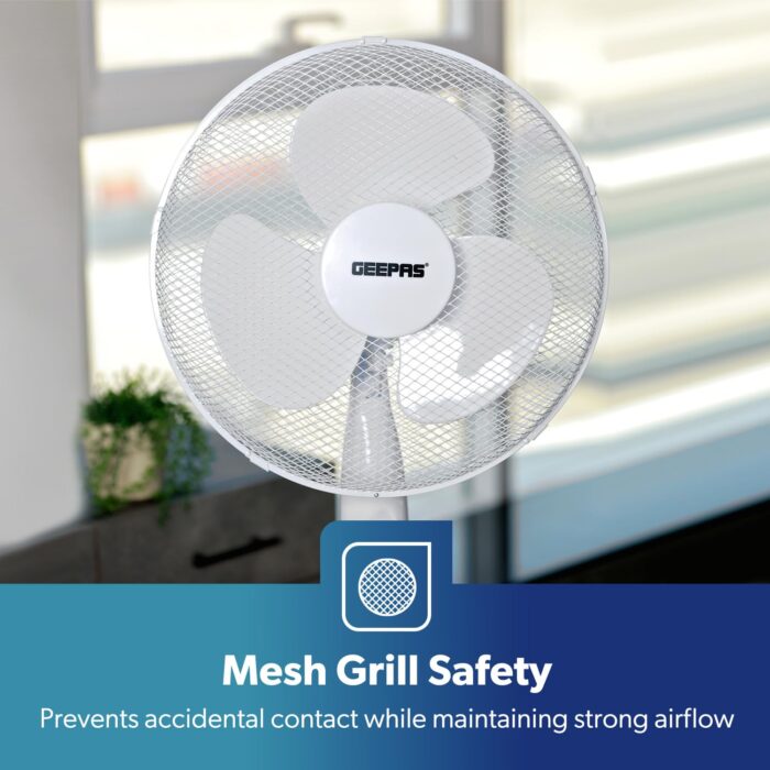 16 Ocillating Pedestal Air Cooling Electric Fan, 3-Speed, Extendable Adjustable Stand, White