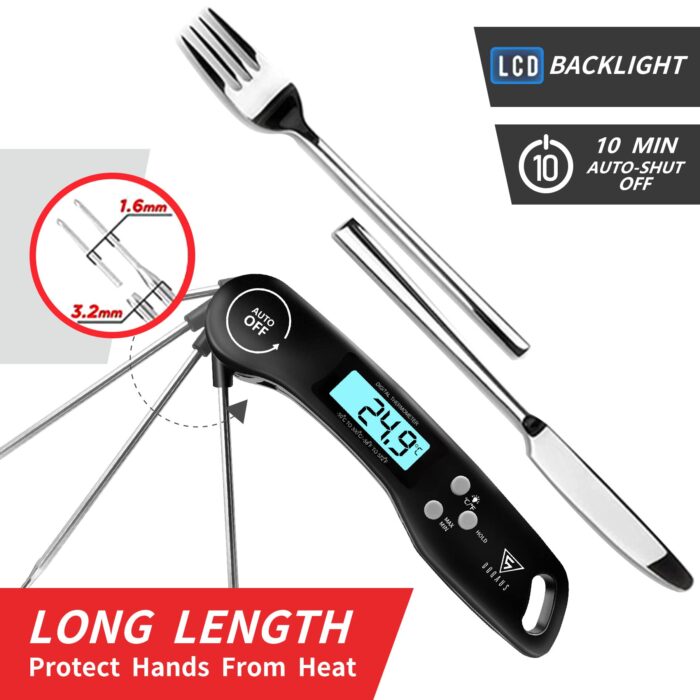 Doqaus Digital Meat Thermometer, Instant Read Food Thermometer with Backlight LCD Screen