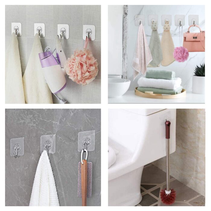 Adhesive Wall Hooks Bathroom Kitchen 24 Packs Heavy Duty 22lb(Max)