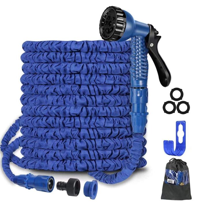 BABADU 100FT Expandable Garden Hose Pipe,Flexible Expanding Magic Hose with 3/4", 1/2" Fittings,Garden Hose with 7 Function Spray Nozzle