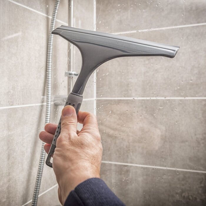 Addis ComfiGrip Shower And Window Squeegee In Metallic and Graphite, 4 x 24 x 27 cm