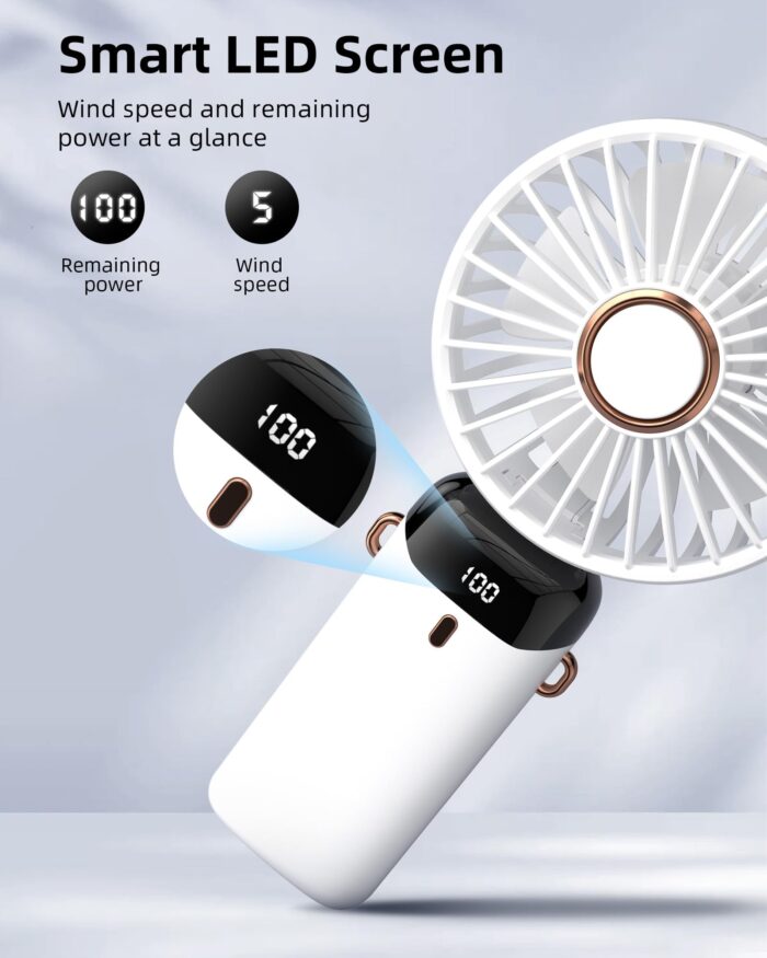 Koonie Portable Handheld Fan, Battery Operated Fan with Base, LED Display