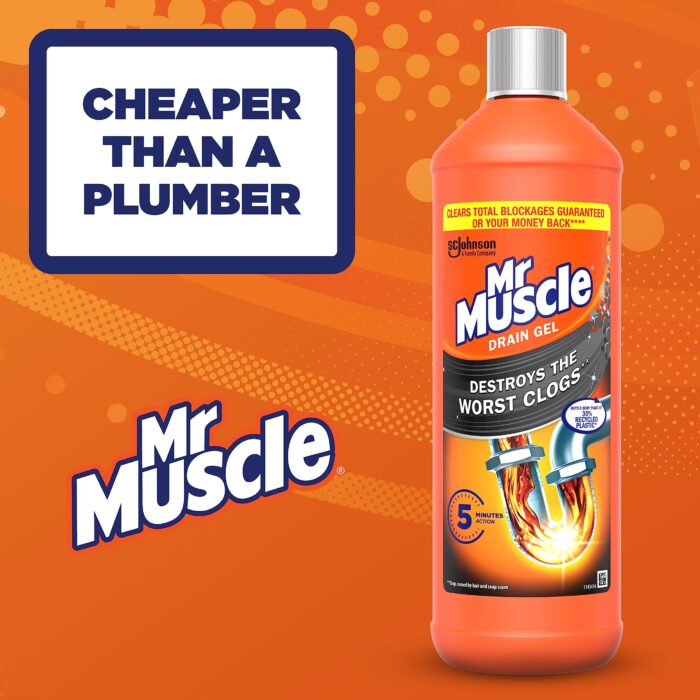 Mr Muscle Drain Unblocker, Sink Drain Cleaner, Fast Acting Heavy Duty Gel Formula