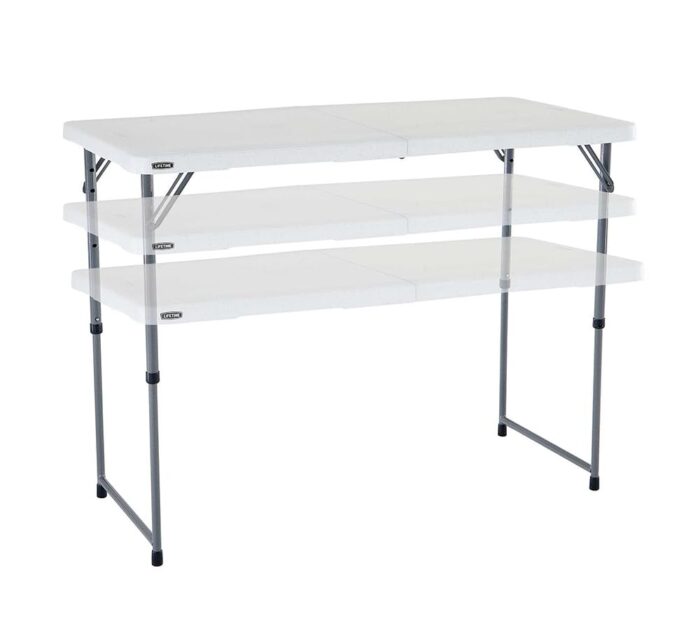 LIFETIME Height Adjustable Craft Camping and Utility Folding Table