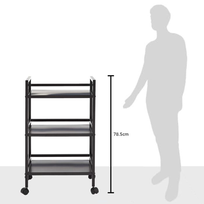 Amazon Basics Kitchen Trolley Metal Serving Cart With 3 Tier Storage, Black