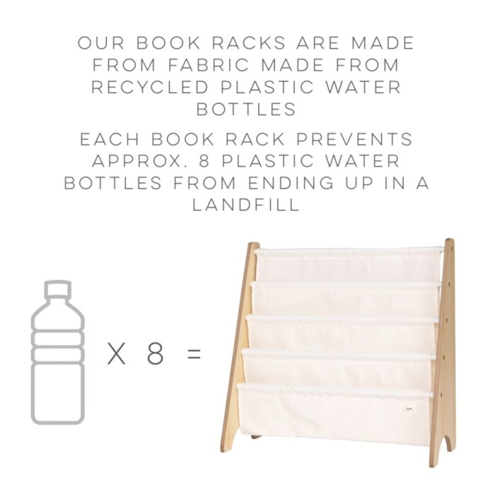 3 Sprouts Recycled Fabric Kids Bookshelf – 4-Tier Sling Book Rack Storage - Bookcase Display Shelf for Toddler, Children Age 3+ - Terrazzo Cream