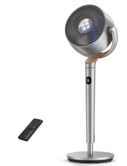Dreo Standing Fan, 120°+120° Omni - directional Cooling Fans For Bedroom, Adjustable Height Room Fan, 8 Speeds, 3 Modes, 8H Timer