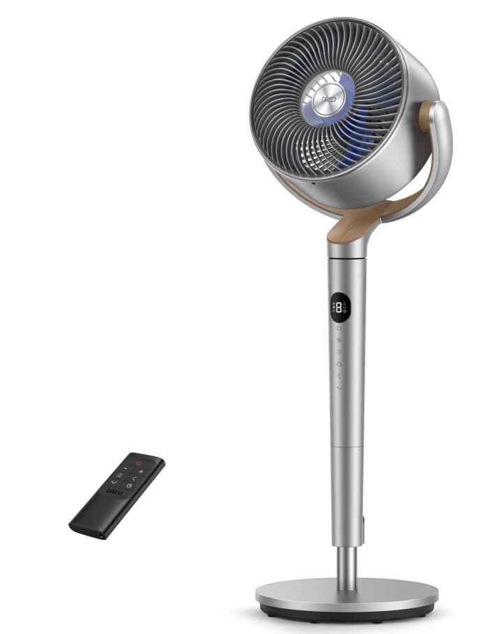 Dreo Standing Fan, 120°+120° Omni - directional Cooling Fans For Bedroom, Adjustable Height Room Fan, 8 Speeds, 3 Modes, 8H Timer