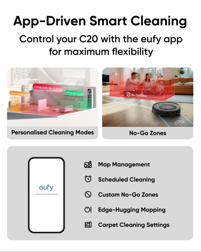 eufy Omni C20, Robot Vacuum Cleaner with Mop, All-in-One Station,7,000 Pa Powerful Suction, Ultra-Slim, Auto Emptying Mop Lifting and Carpet Detection