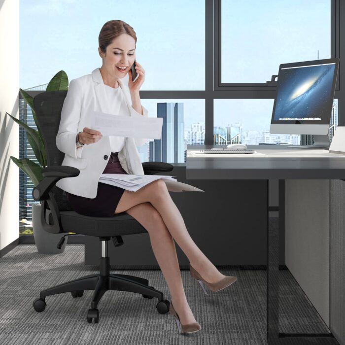 naspaluro Office Chair Ergonomic Desk with 90° Flip-up Armrest Lumbar Support, Height Adjustable Chair, Executive Swivel Computer Padded Seat