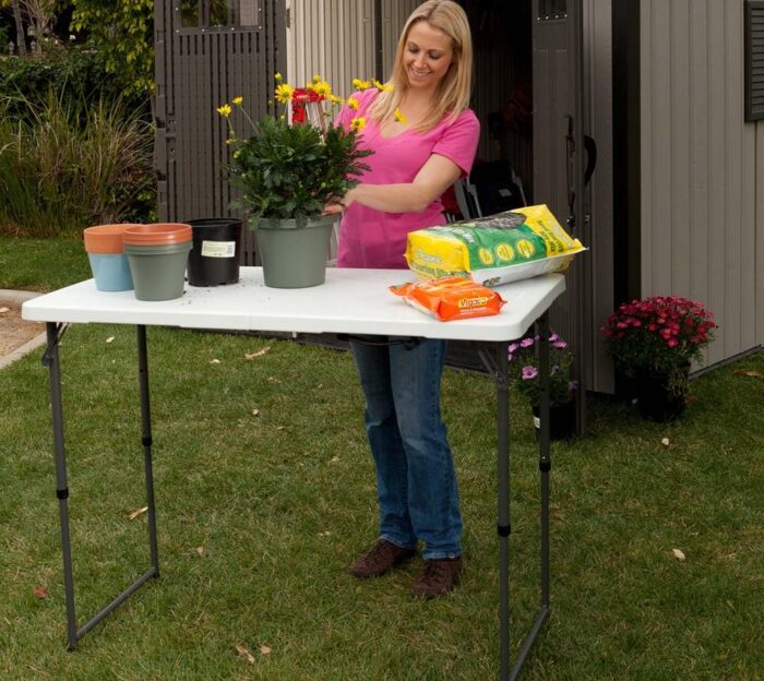 LIFETIME Height Adjustable Craft Camping and Utility Folding Table