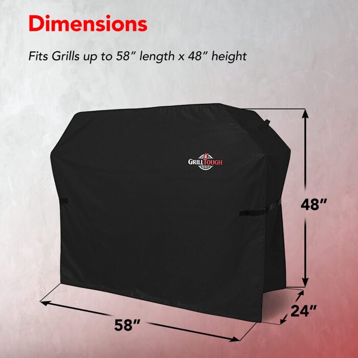 GrillTough Heavy Duty BBQ Grill Cover for Outdoor Grill – Waterproof, Weather Resistant, UV Grill Cover for Weber, Charbroil (147L x 61W x 122H cm)