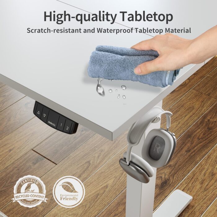 Agilestic Electric Standing Desk, 120 x 60 cm Height Adjustable Sit Stand Desk with Splice Board and Memory Smart Pannel, Home Office Desk, White