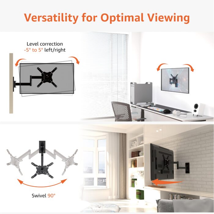 Amazon Basics Full-Motion TV Wall Mount For 12-Inch to 40-Inch, 30.5 - 101.6 cm TVs and VESA 200 x 200, Black