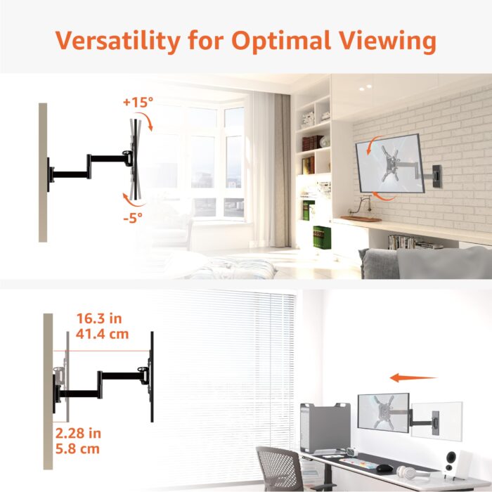 Amazon Basics Full-Motion TV Wall Mount For 12-Inch to 40-Inch, 30.5 - 101.6 cm TVs and VESA 200 x 200, Black
