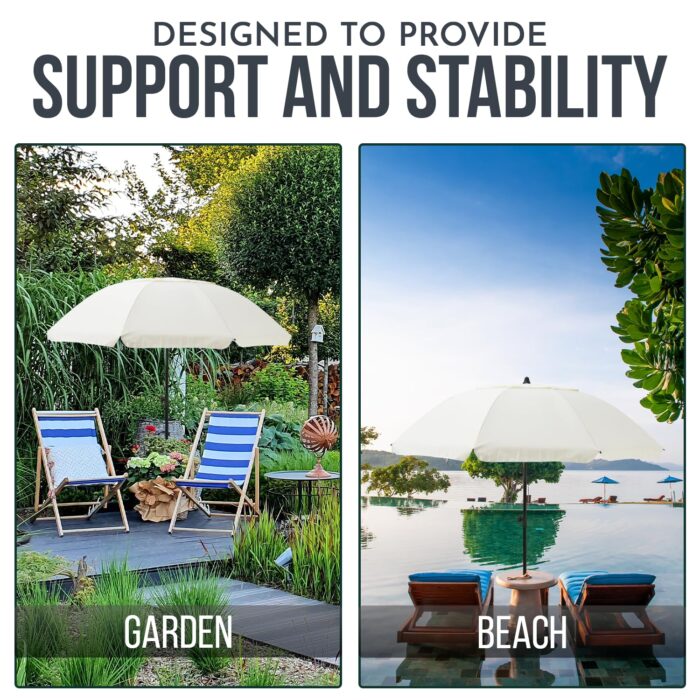 SA Products 2m Garden Parasol - Sun Shades for Garden, Outdoor Beach Umbrella with UV Protection for Patio, Deck, Pool - Cream