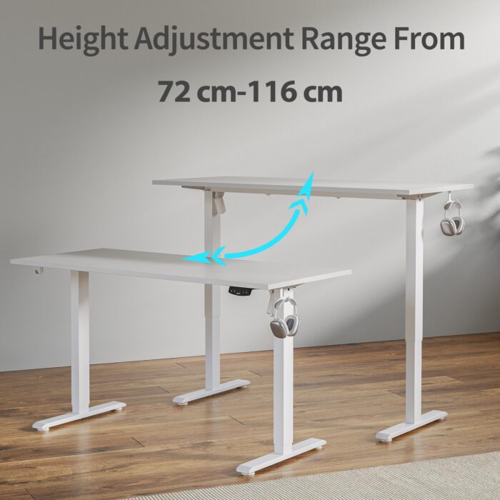 Agilestic Electric Standing Desk, 120 x 60 cm Height Adjustable Sit Stand Desk with Splice Board and Memory Smart Pannel, Home Office Desk, White