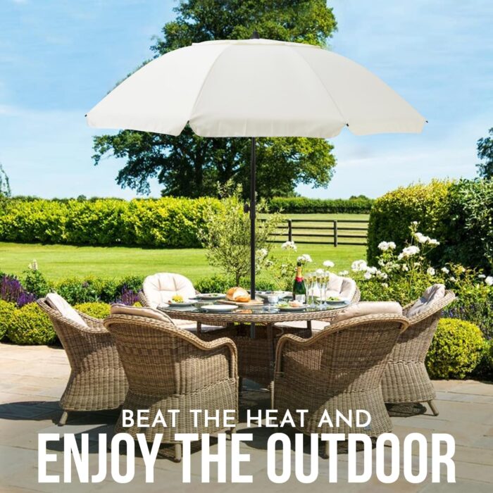 SA Products 2m Garden Parasol - Sun Shades for Garden, Outdoor Beach Umbrella with UV Protection for Patio, Deck, Pool - Cream