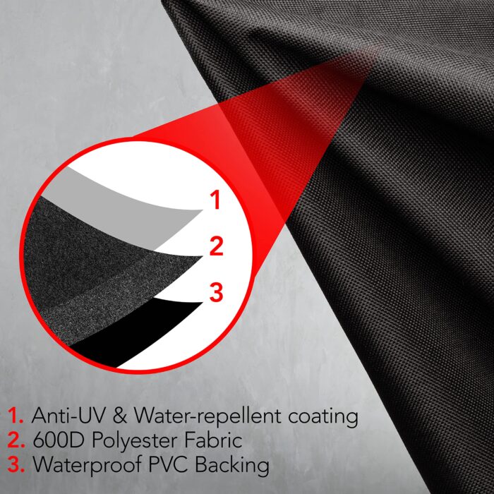 GrillTough Heavy Duty BBQ Grill Cover for Outdoor Grill – Waterproof, Weather Resistant, UV Grill Cover for Weber, Charbroil (147L x 61W x 122H cm)