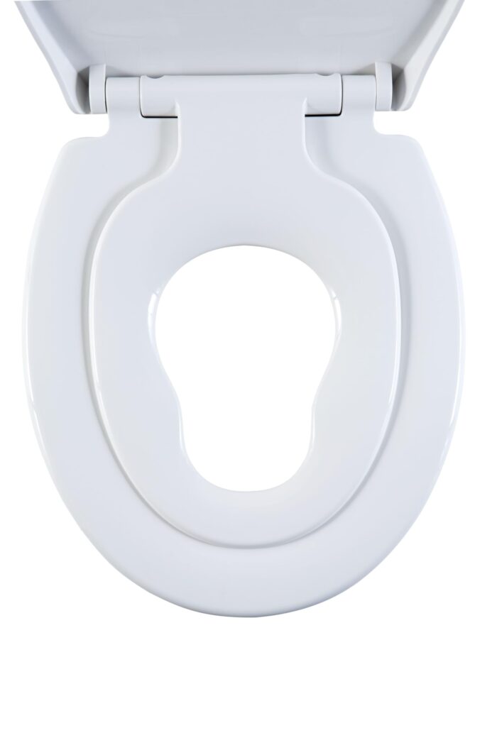 Premium Thermoplastic Family Toilet Seat Soft Close Hard-Wearing Seat with One Button Hinge Release, Easy to Clean and Install with Universal Fittings, (Family Seat)