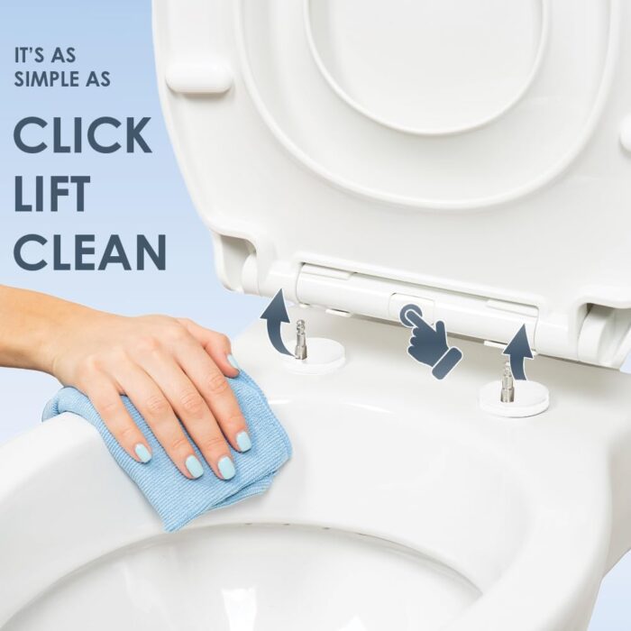 Premium Thermoplastic Family Toilet Seat Soft Close Hard-Wearing Seat with One Button Hinge Release, Easy to Clean and Install with Universal Fittings, (Family Seat)