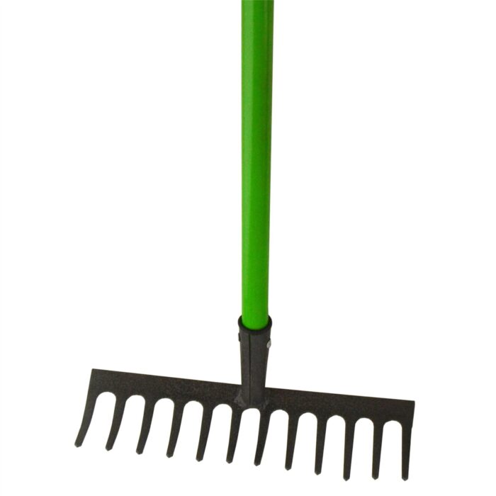 AB Tools Garden Rake Soil Leaves Leaf Raker 12 Teeth Carbon Steel with PVC Grip GAR02
