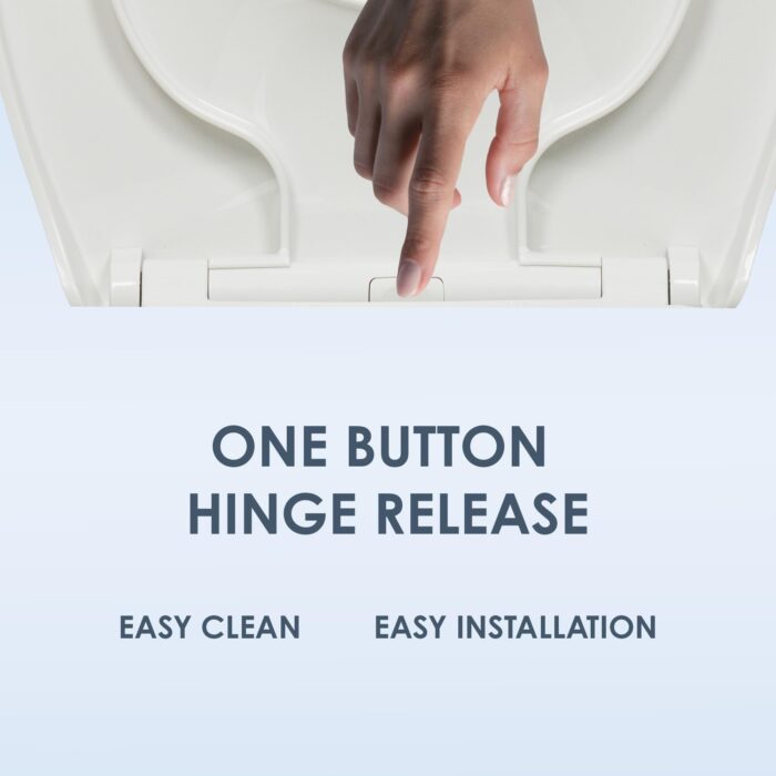 Premium Thermoplastic Family Toilet Seat Soft Close Hard-Wearing Seat with One Button Hinge Release, Easy to Clean and Install with Universal Fittings, (Family Seat)